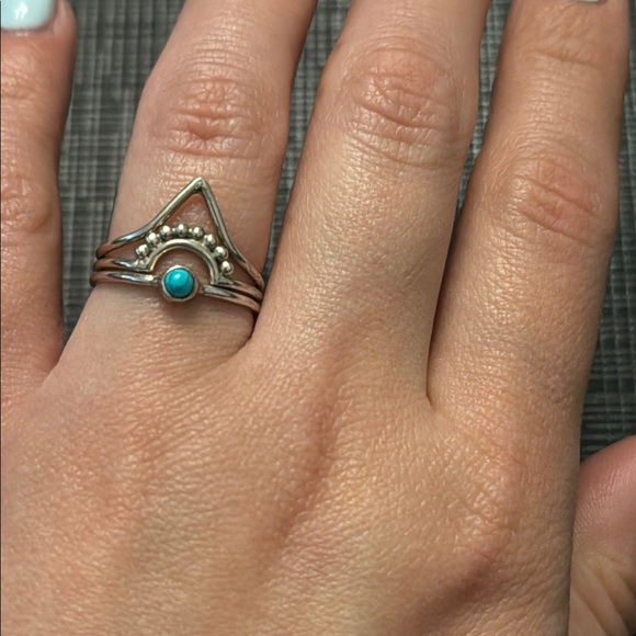 925 Silver Turquoise Ring Set - Picture 3 of 5